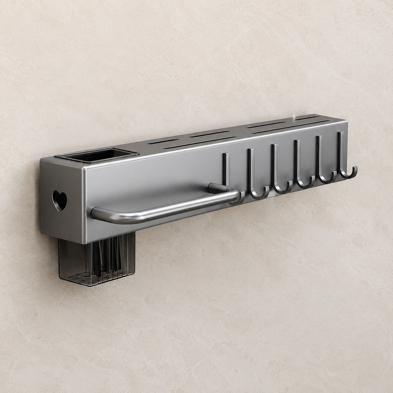 Organizador Multifuncional de Parede para Facas, Talheres e Utensílios em Aço | Suporte de Cozinha com Ganchos e Porta-Panos – OKA®